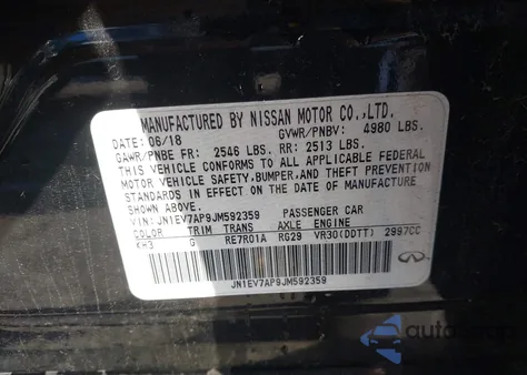 2018 Infiniti Q50 3.0T Luxe z USA, uszkodzony, nr VIN JN1EV7AP9JM592359